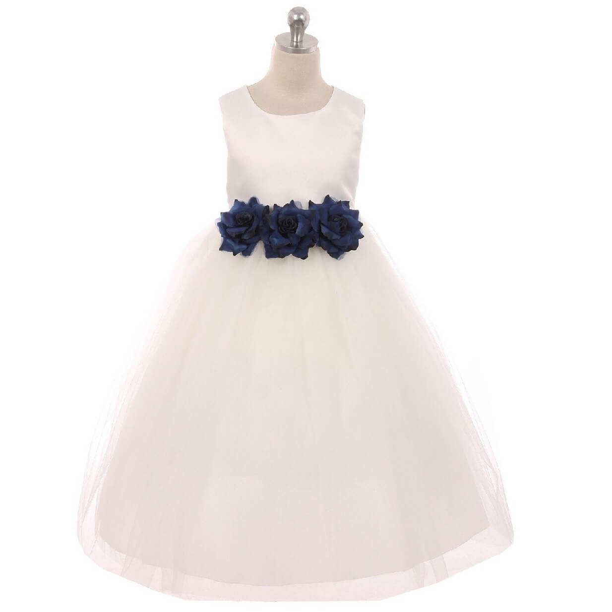 Flower Girl Dress with navy flowers