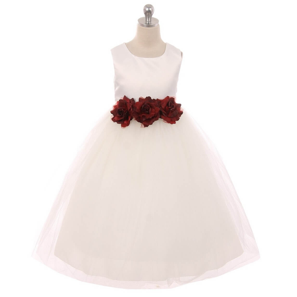 Flower Girl Dress with burgundy flowers