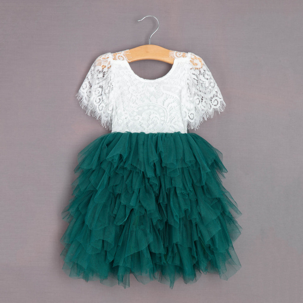 Hunter Green Princess Flutter Dress