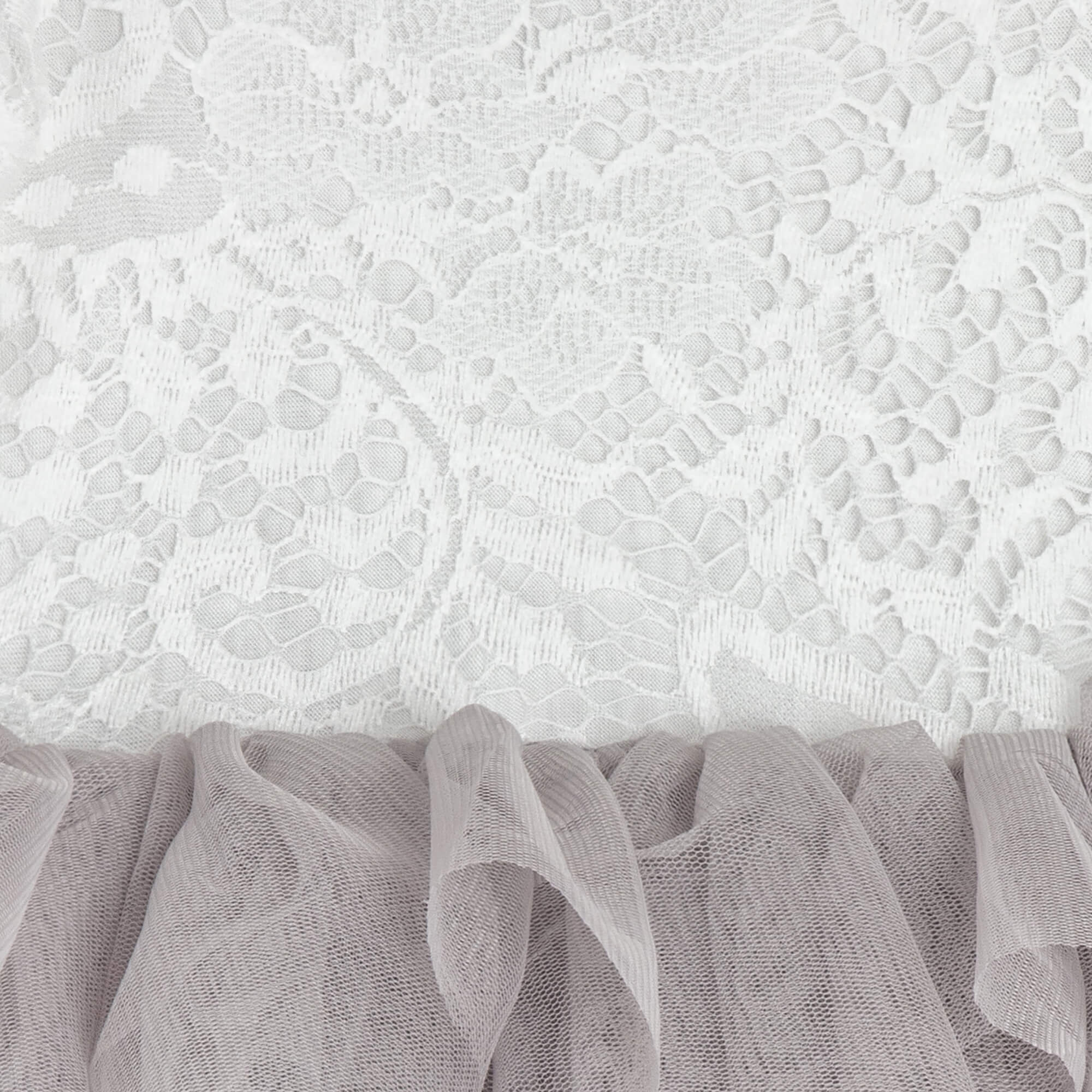 Close up of silver tulle and lace