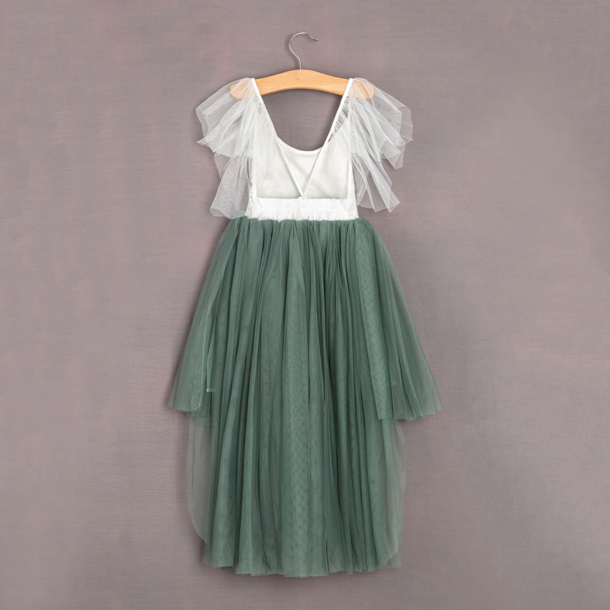 Sage Green dress on hanger
