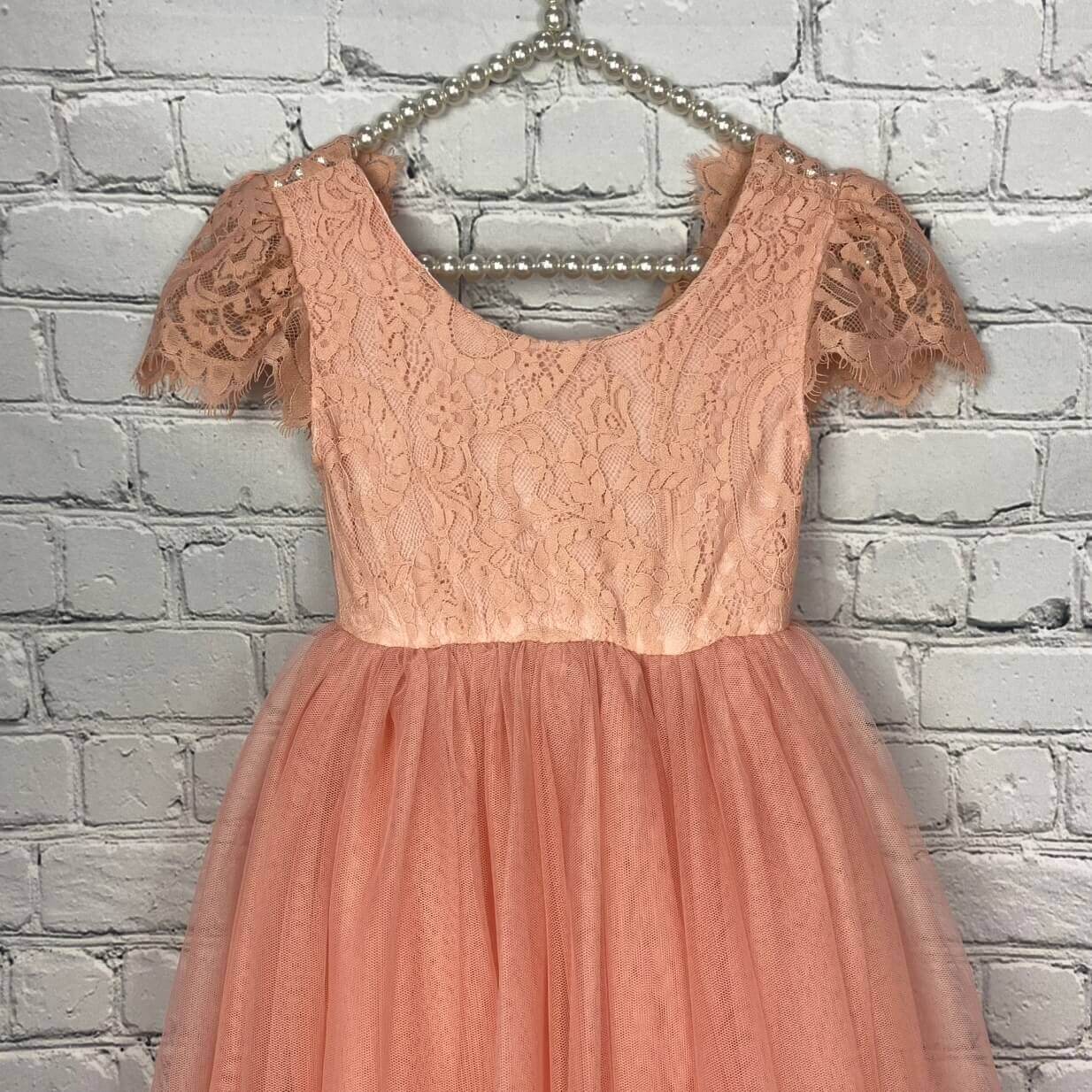 Close up of lace bodice of pretty dress