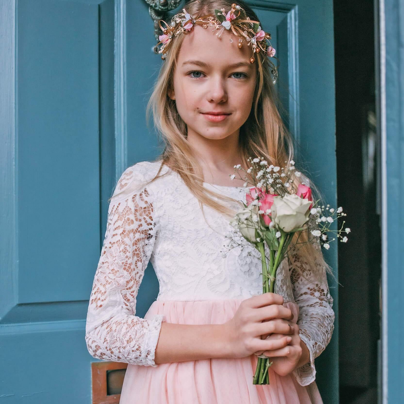 Girl with flowers in her hand