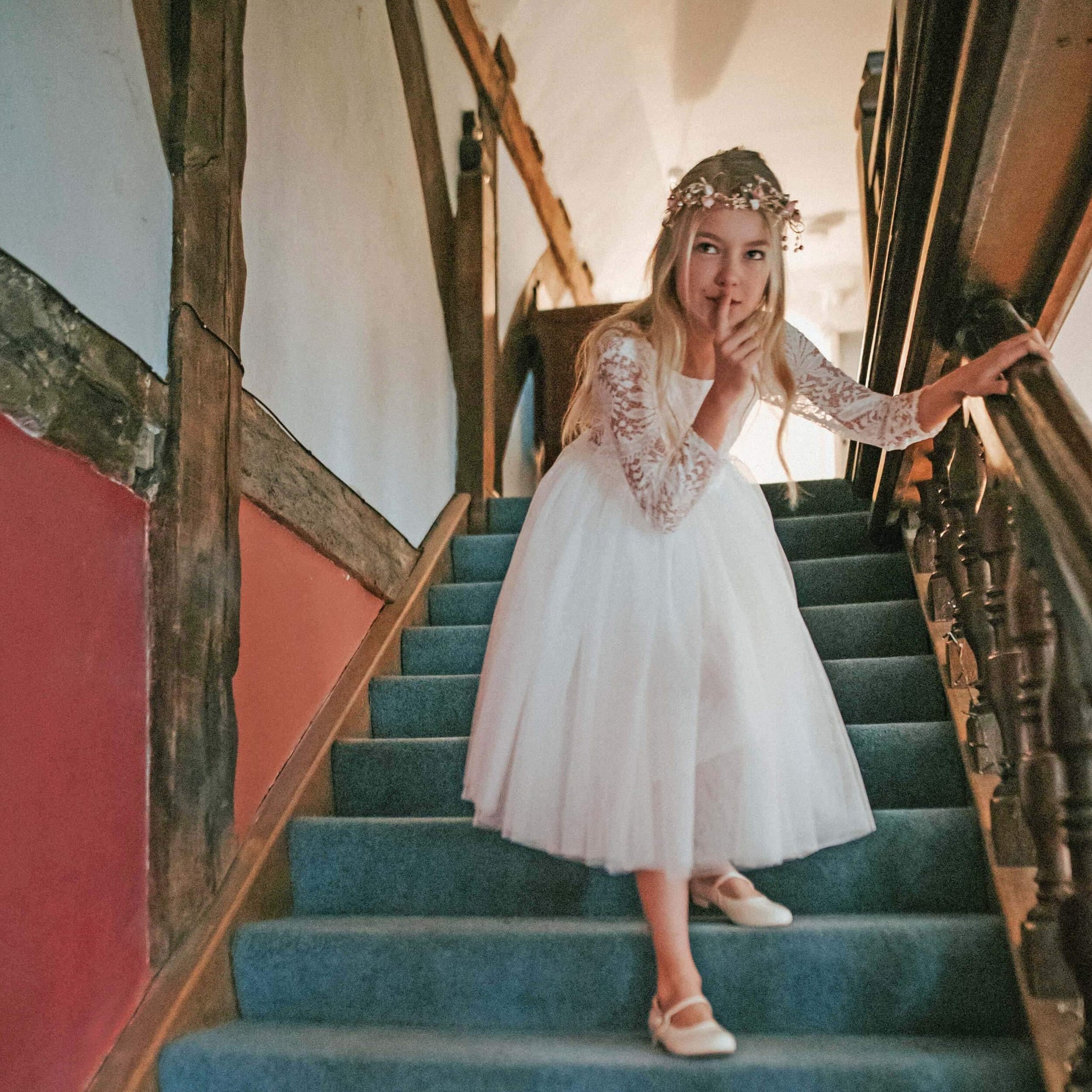Girl in Bohemian Classic Dress - White