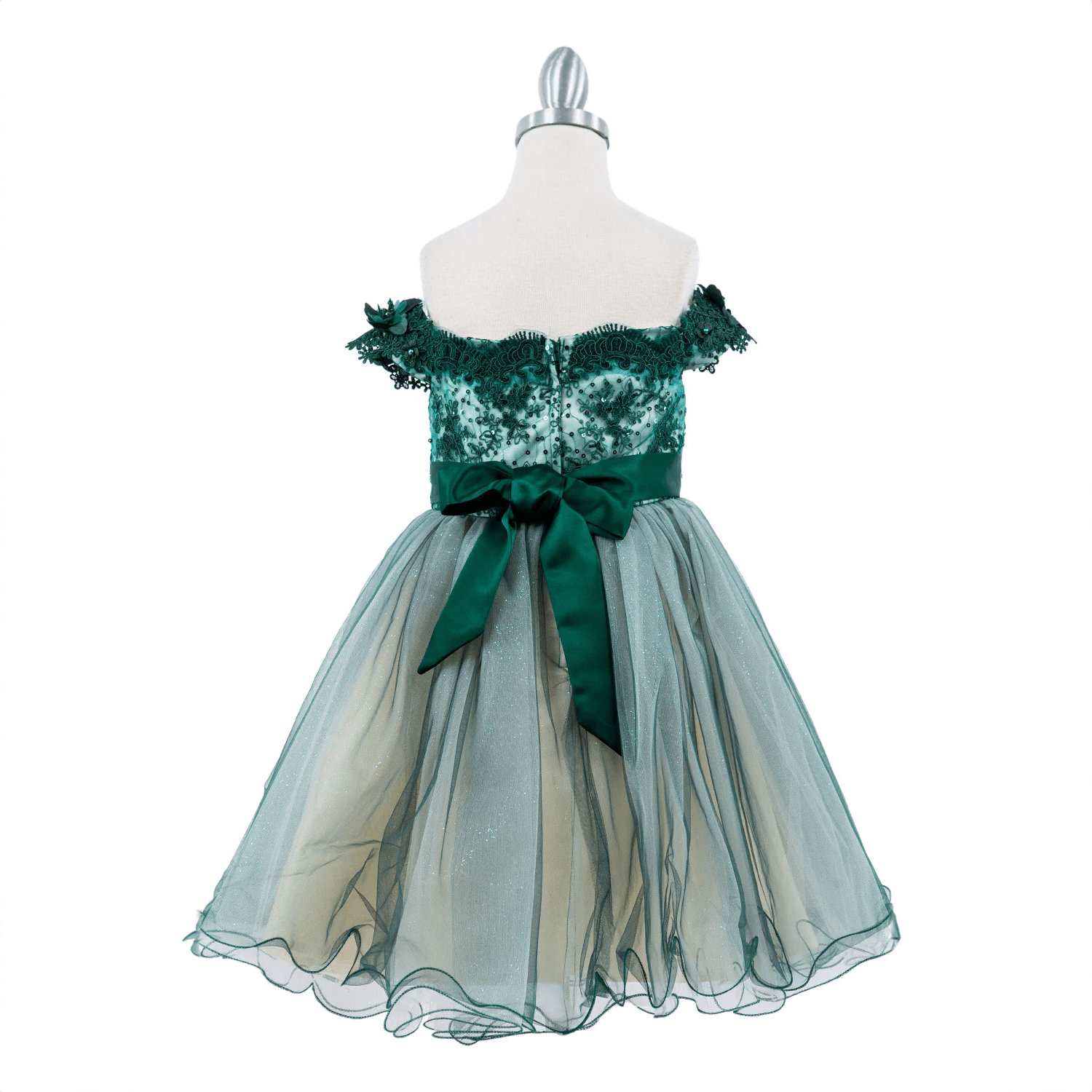 beautiful girls dress with deep green embellishment