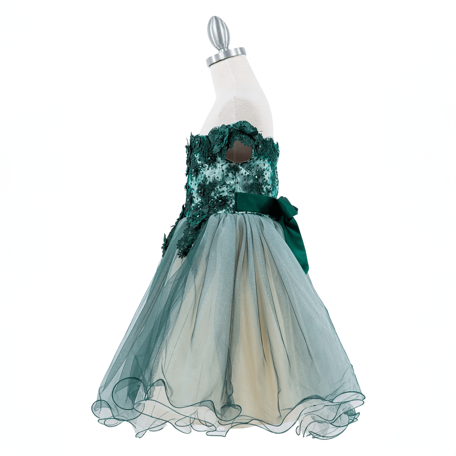 beautiful girls dress with deep green embellishment