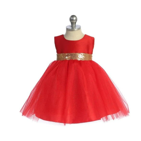 Red Baby Dress with Gold Sequins