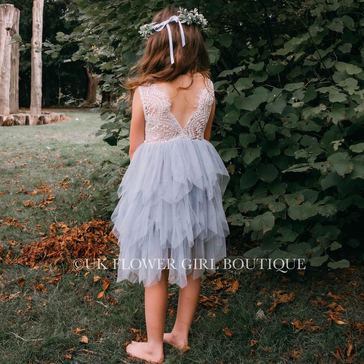 Boho Dreams Dress - Silver Applique - UK Flower Girl Boutique