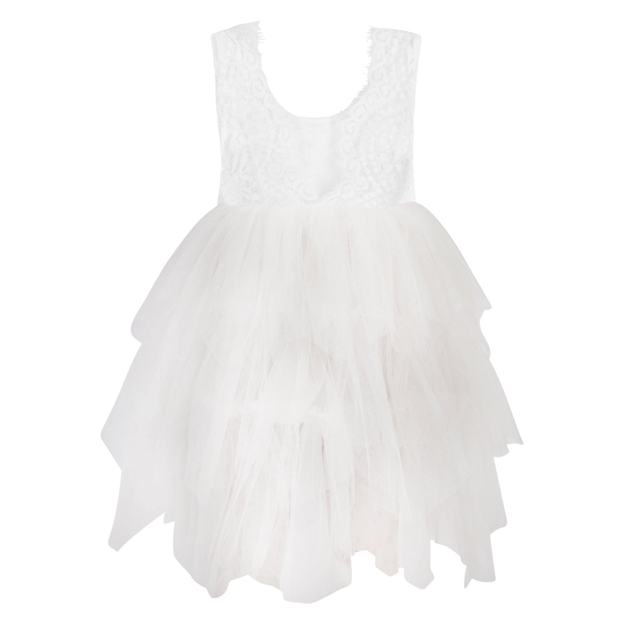 Boho Dreams Dress - White Appliqué - UK Flower Girl Boutique