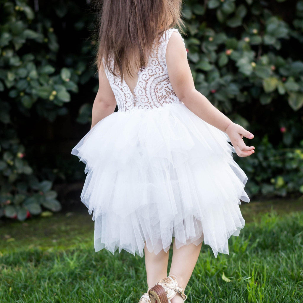 Boho Dreams Dress - White Appliqué - UK Flower Girl Boutique