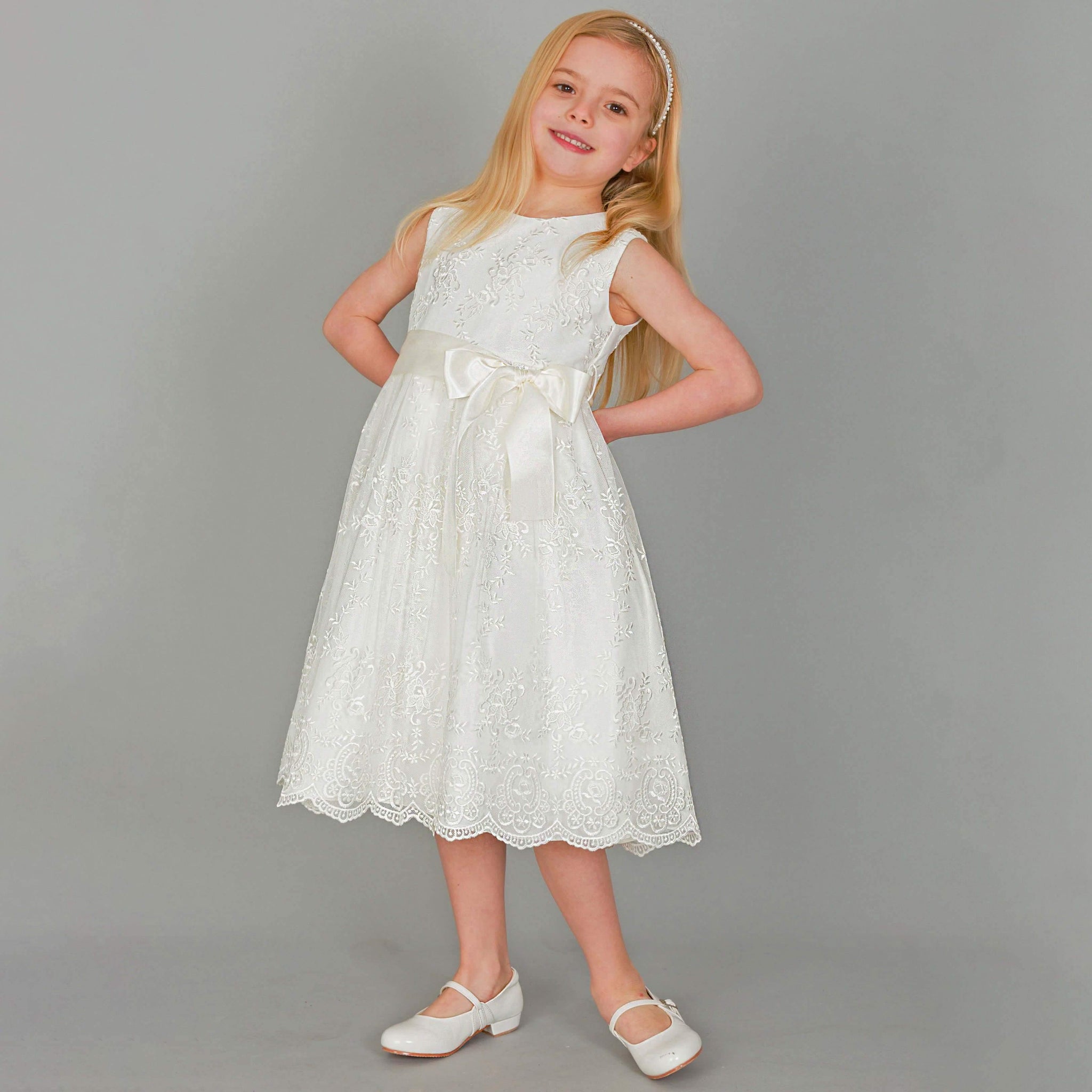 girl in flower ivory dress