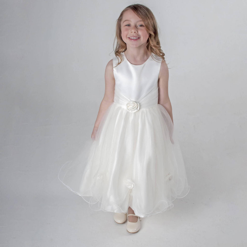 girl wearing Lilly Dress in Ivory