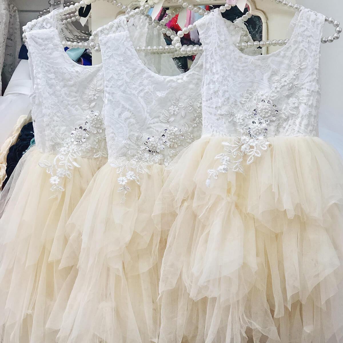 Boho Dreams Dress - Ivory Applique - UK Flower Girl Boutique