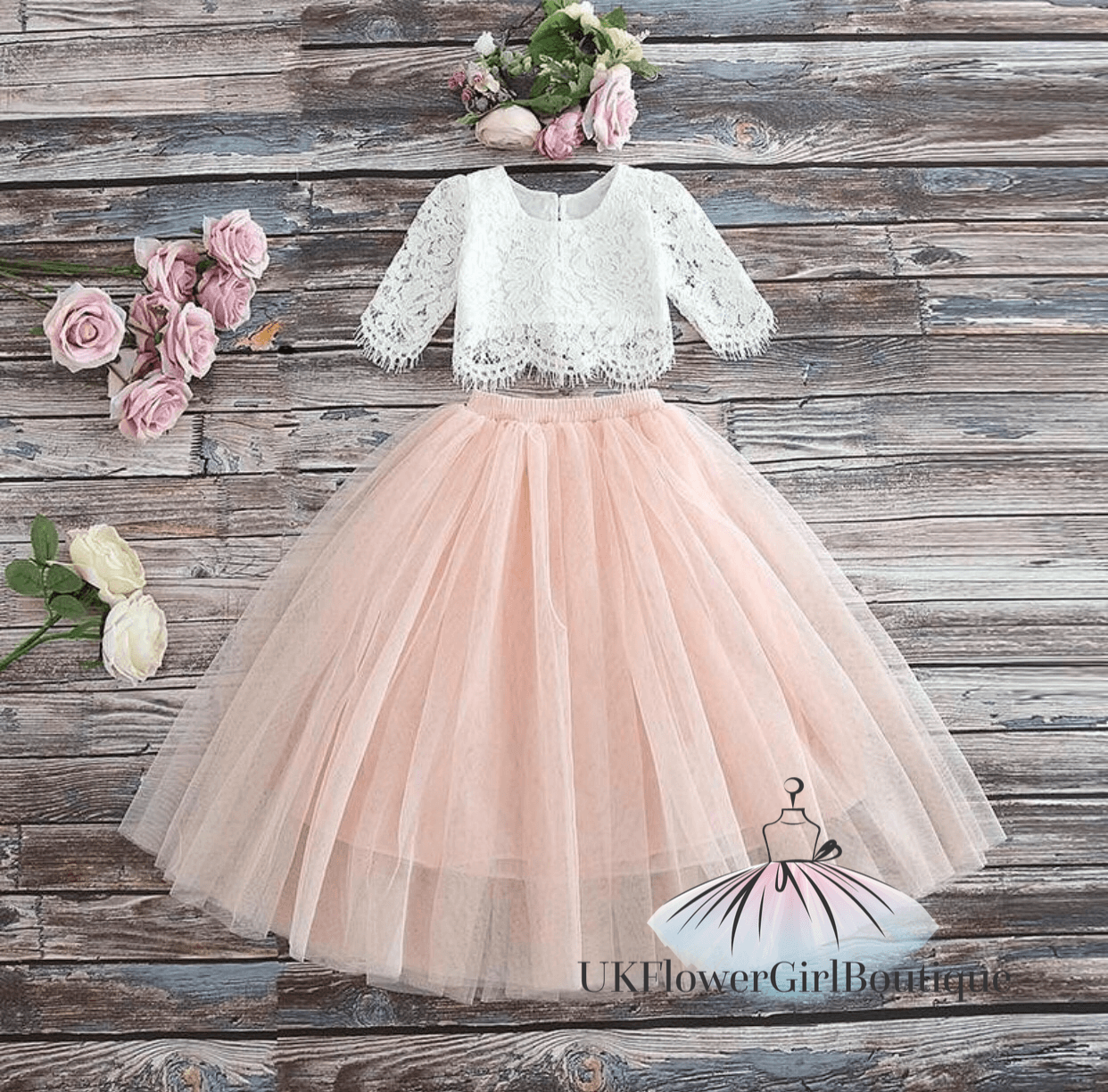 Girls pink and white party outfit