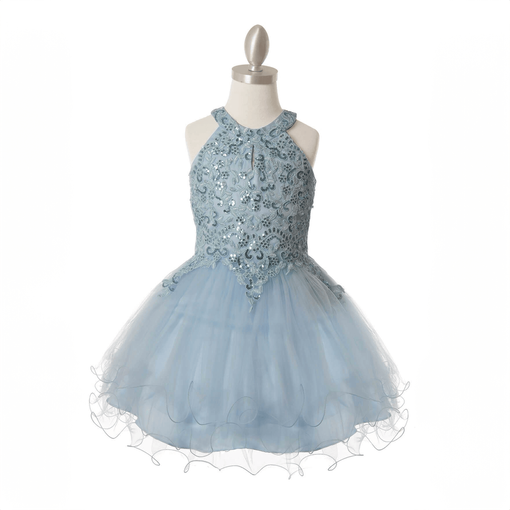 Clara short beaded Party Dress in sky blue