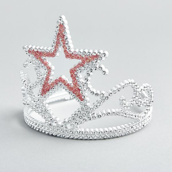 silver and pink star tiara.