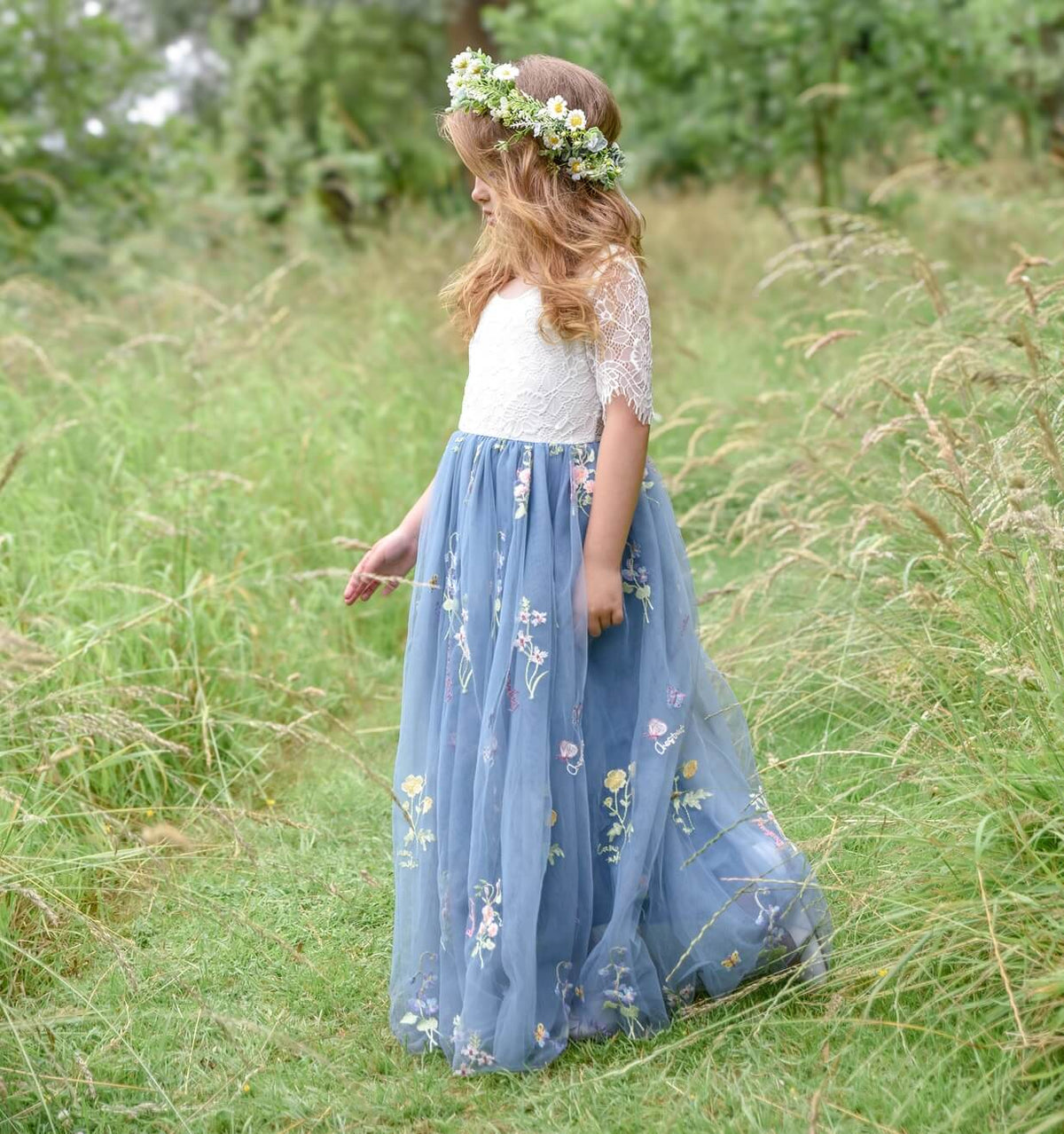 Enchanted Dress | Dusty Blue White Lace | The Fairy Princess — The