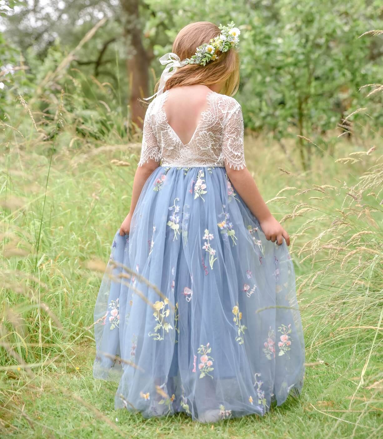 Enchanted Dress | Dusty Blue White Lace | The Fairy Princess The Fairy Princess Enchanted Dress | Dusty Blue White Lace | The Fairy Princess The Fairy Princess
