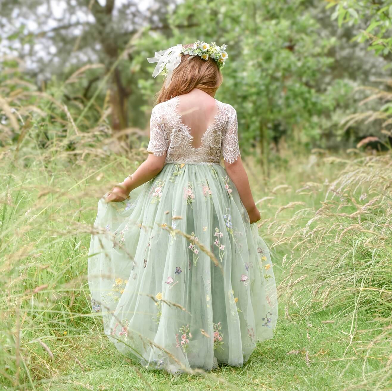 Enchanted Dress | Fern Green White Lace | The Fairy Princess The Fairy Princess Enchanted Dress | Fern Green White Lace | The Fairy Princess The Fairy Princess