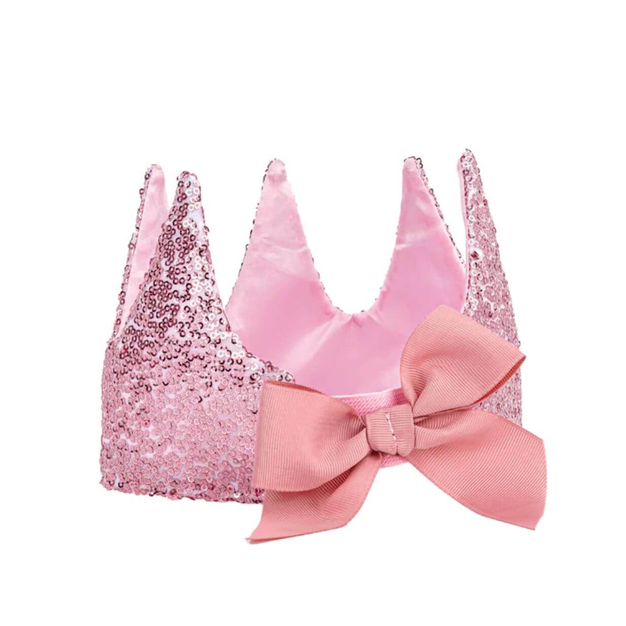 pink sequin and satin crown headband