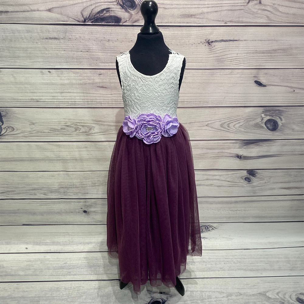 Purple Flower Dress with Lilac sash