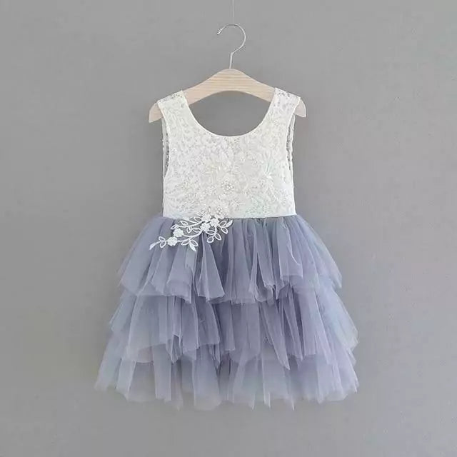 silver grey tulle dress