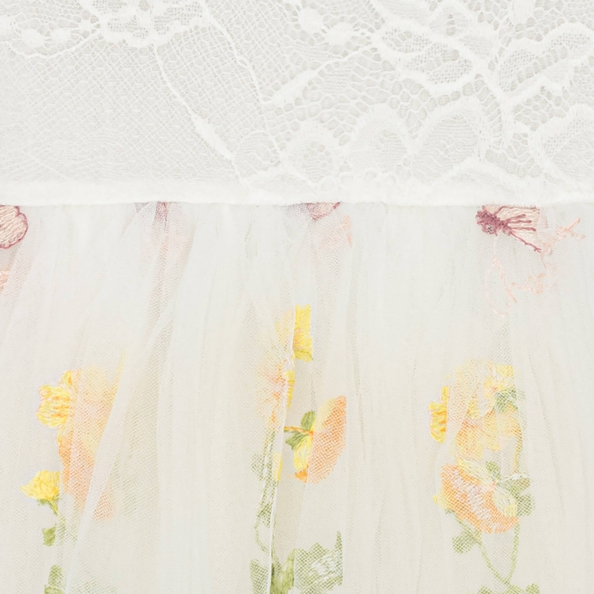 Close up of tulle and lace at waistband