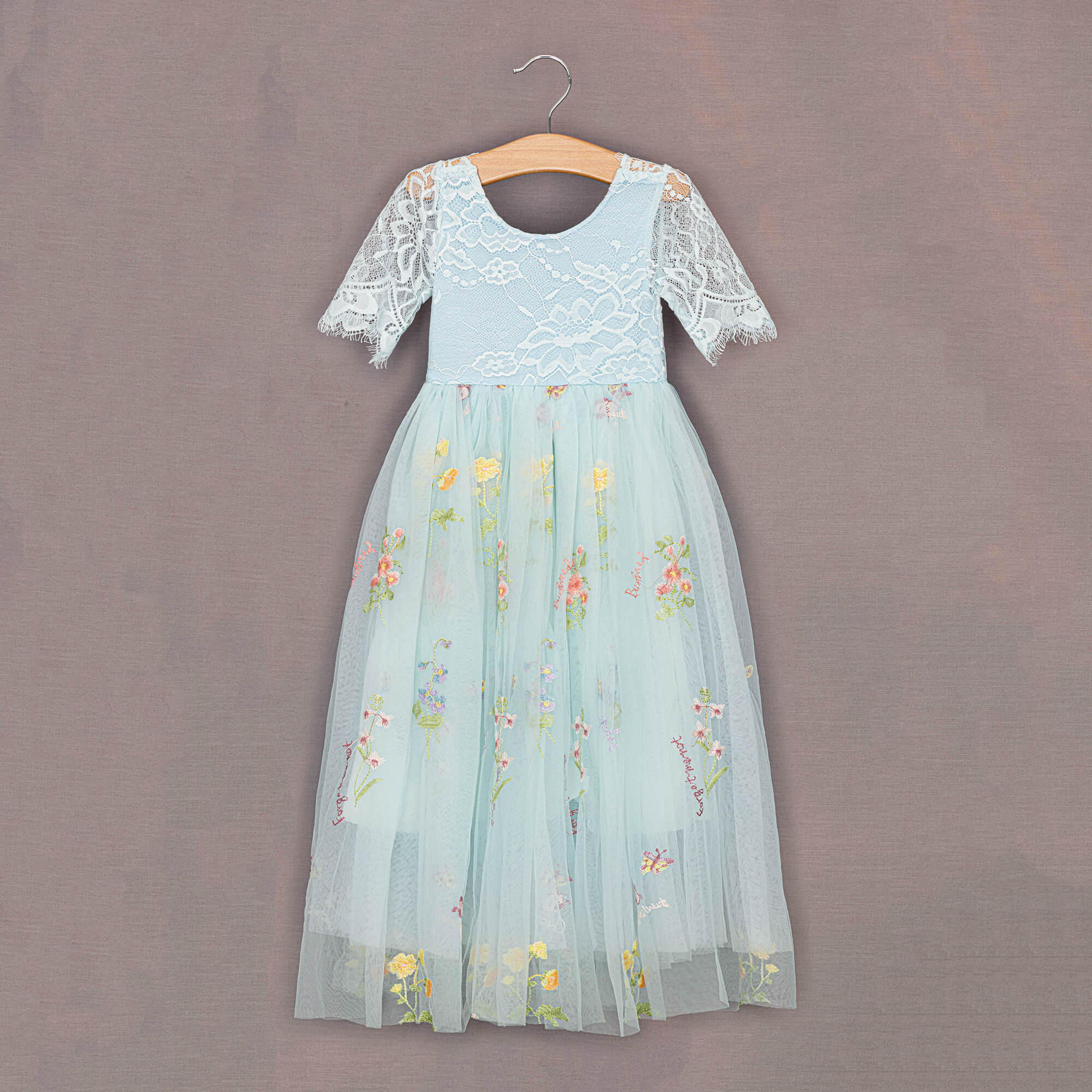 Front of Enchanted Dress on hanger