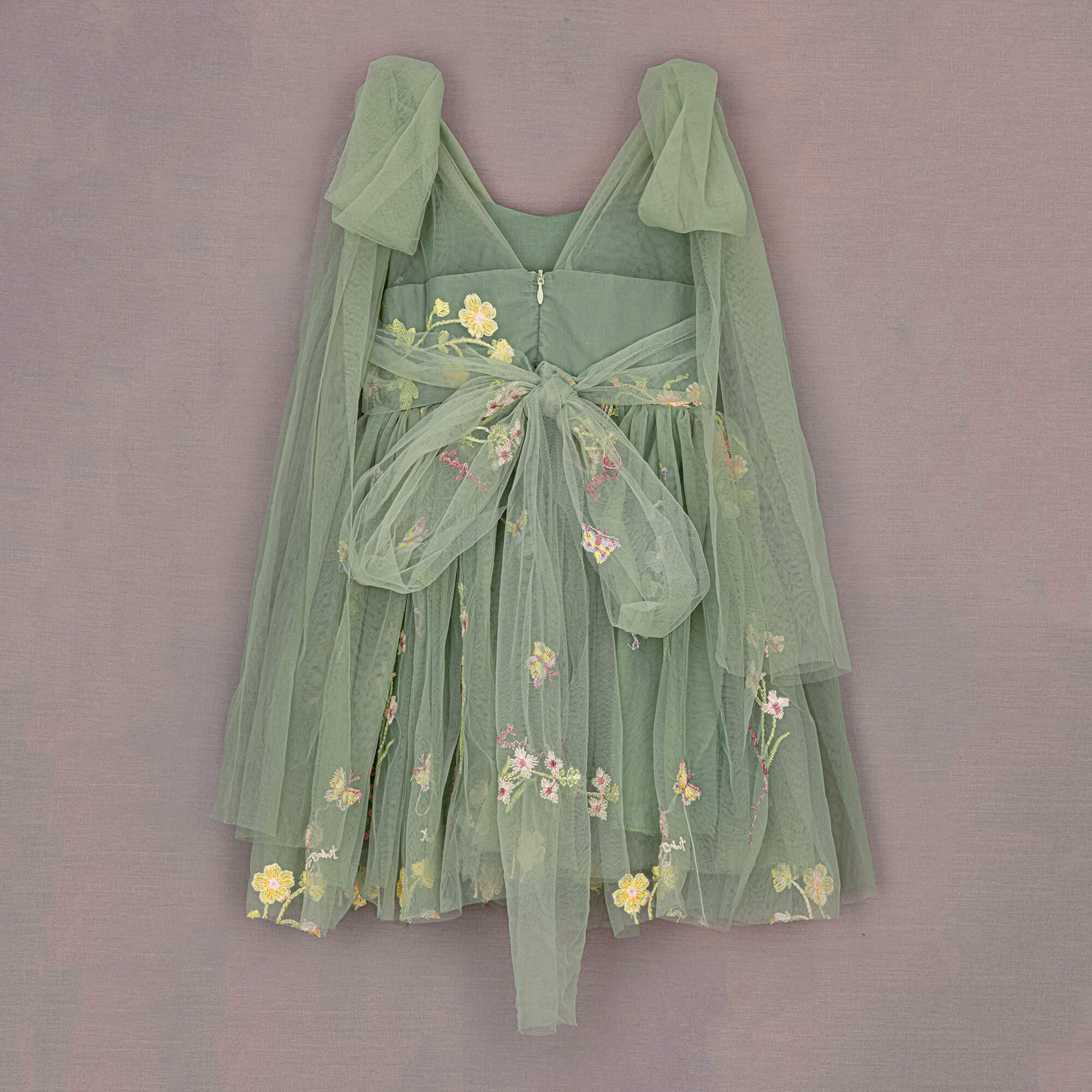 Sage Green Dress with embroidery