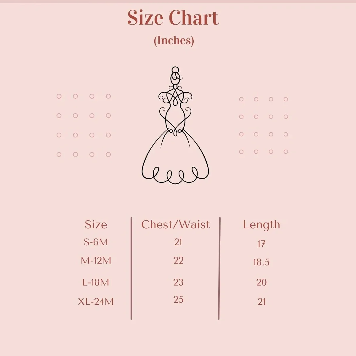 Baby dresses size chart