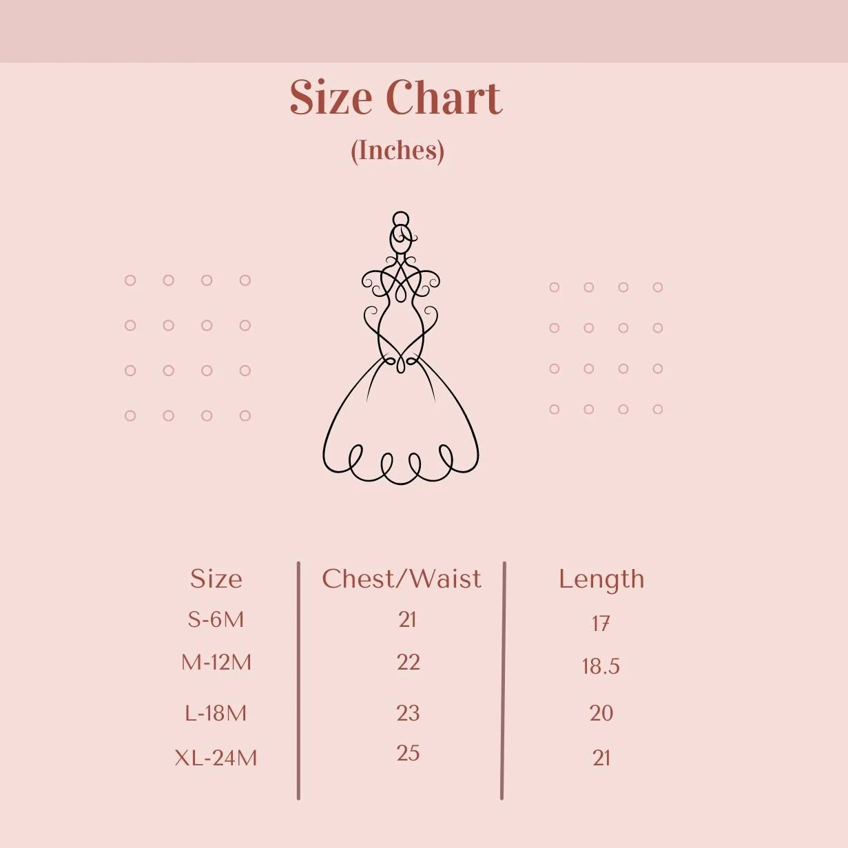 Baby dress size chart