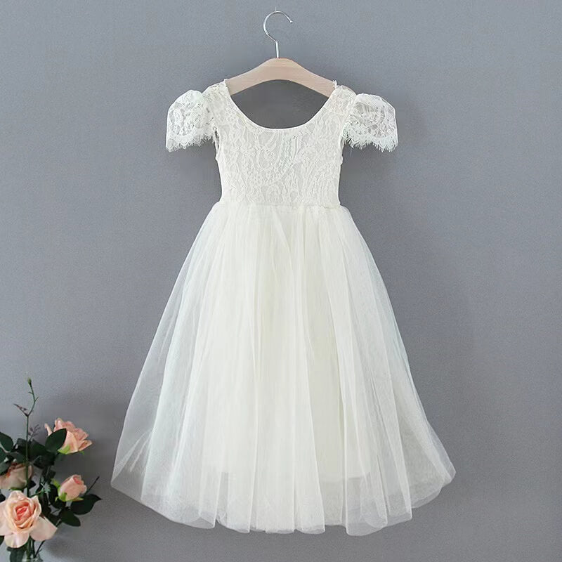 Pretty white dress on hanger