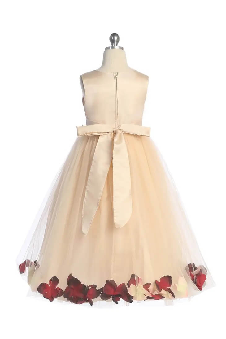 Rear of Childs Kenza Dress with petals