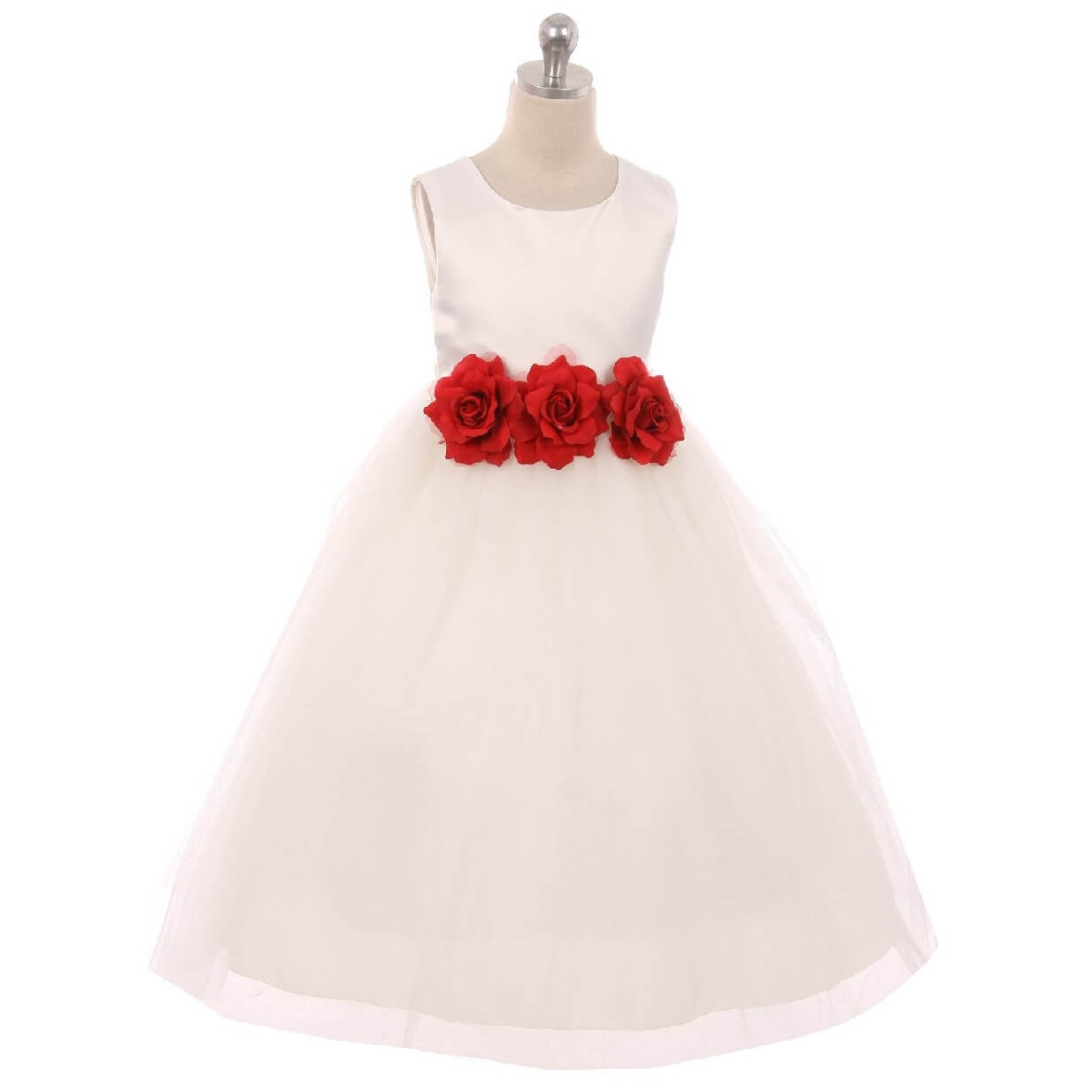 Flower Girl Dress with red flowers
