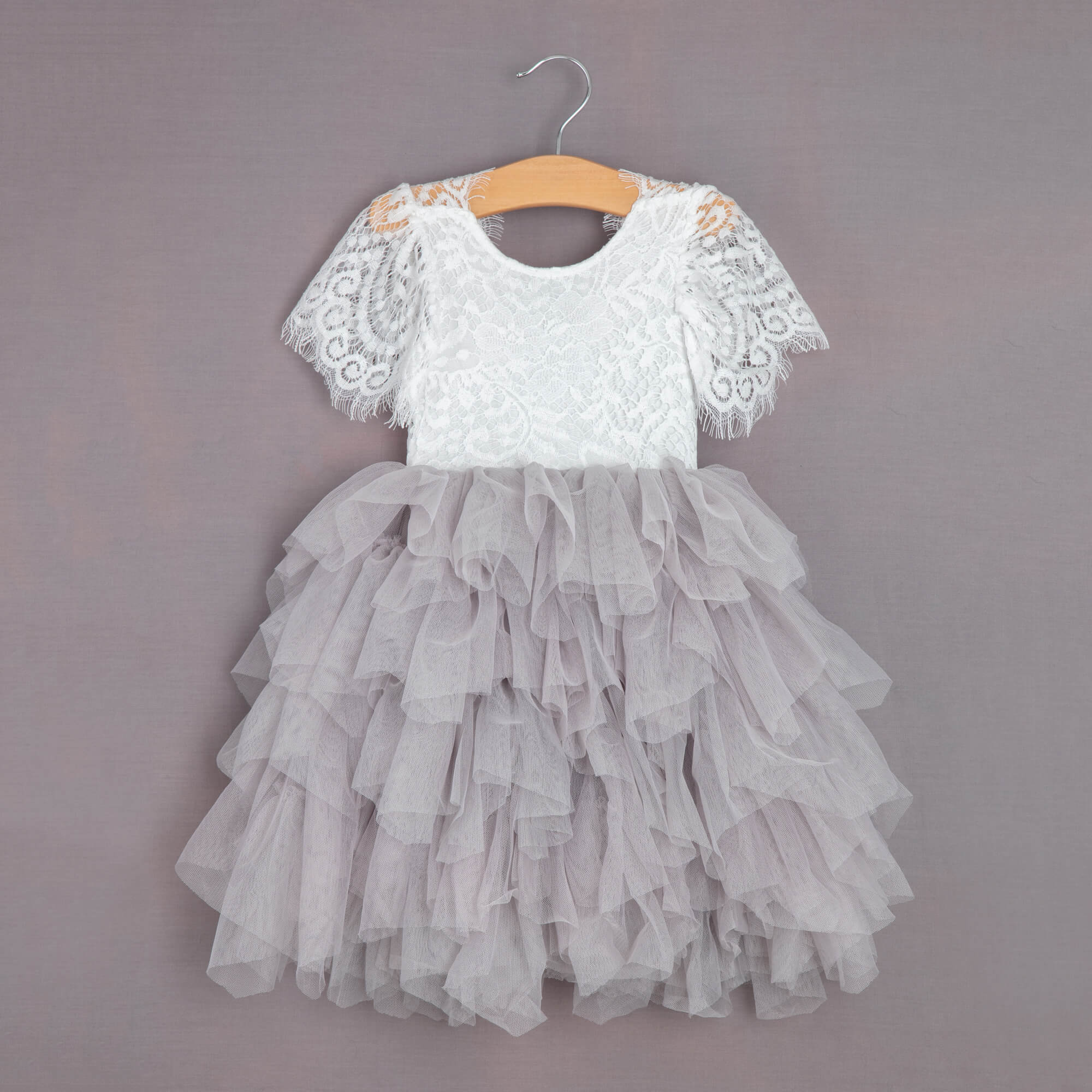 silver flutter baby dress