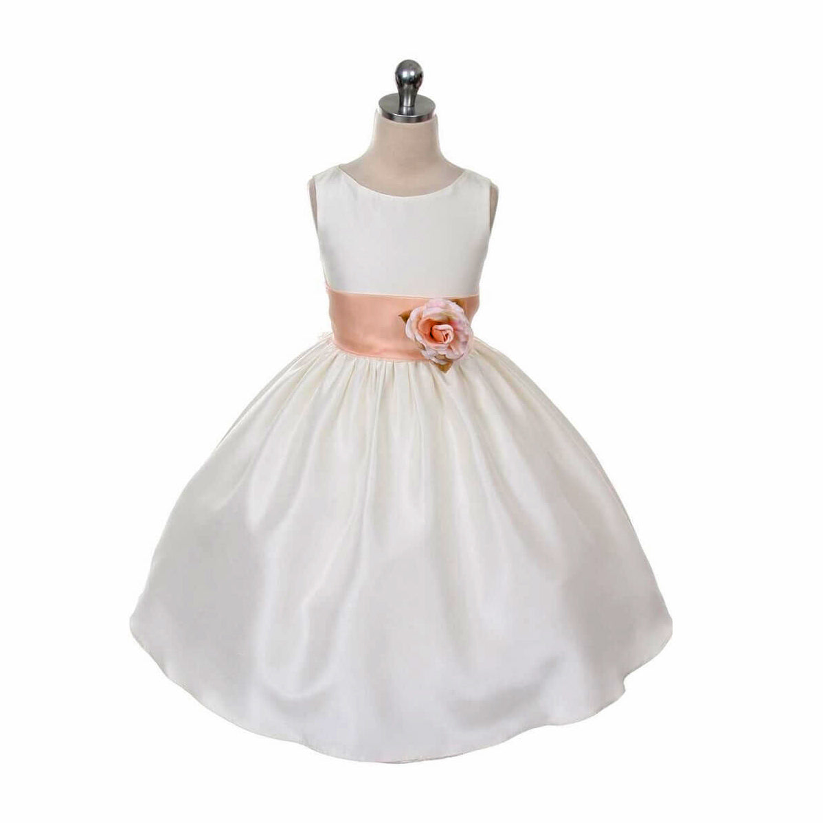 UK Flower Girl Boutique Morgan Dress with apricot sash