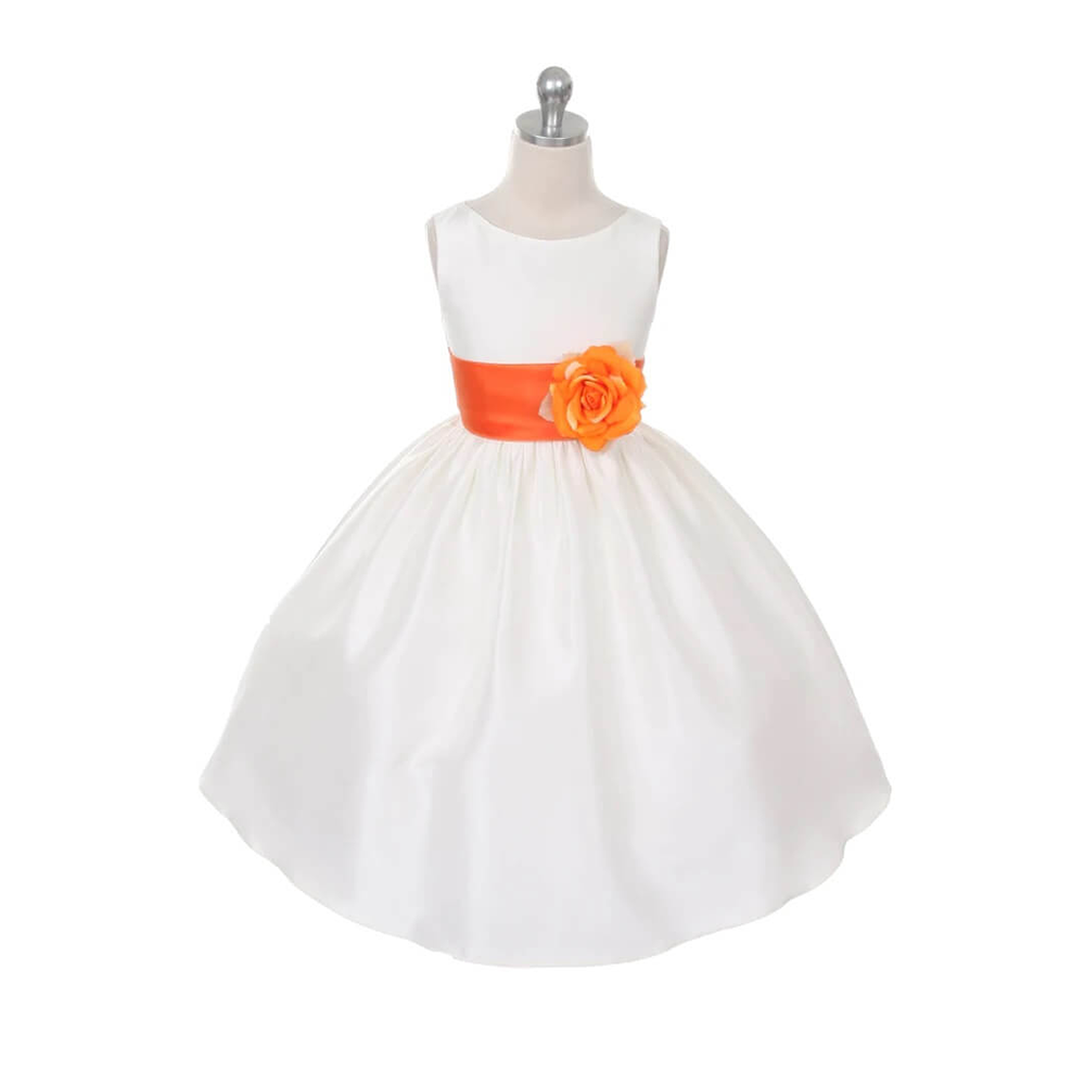Orange and white flower girl dresses cheap