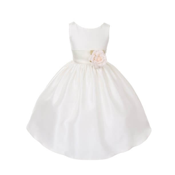 Morgan Dress with white sash and flower