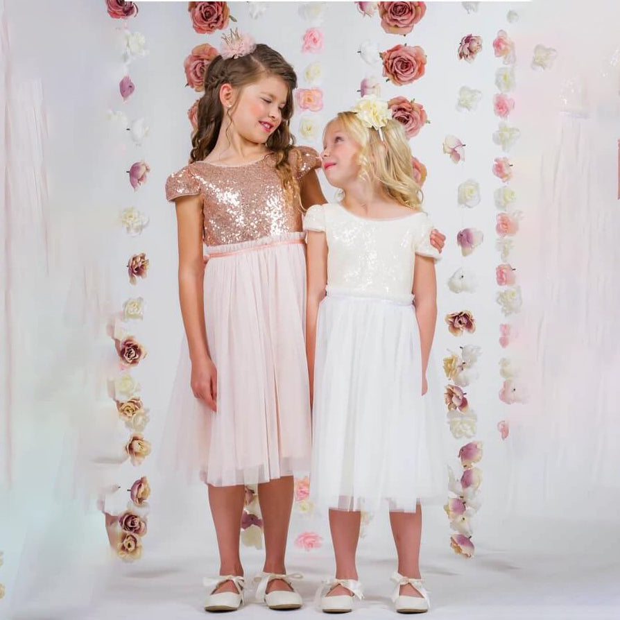 Two field in Tullulah party dresses from UK Flower Girl Boutique