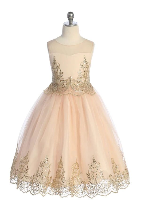 Alexis dress in blush and gold