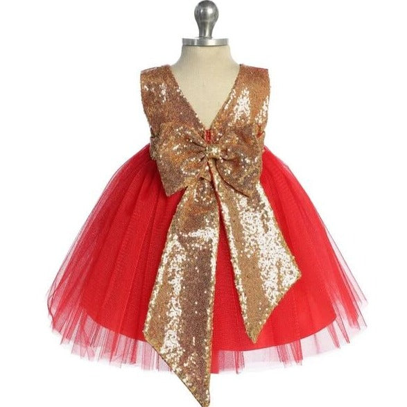 Rear Detailing Gold Sequin Bow