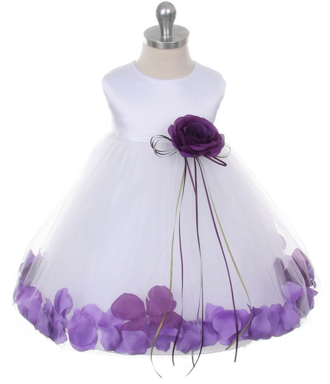 pretty baby dress white with purple trim