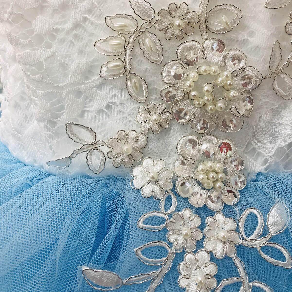beaded detail on a girls party dress