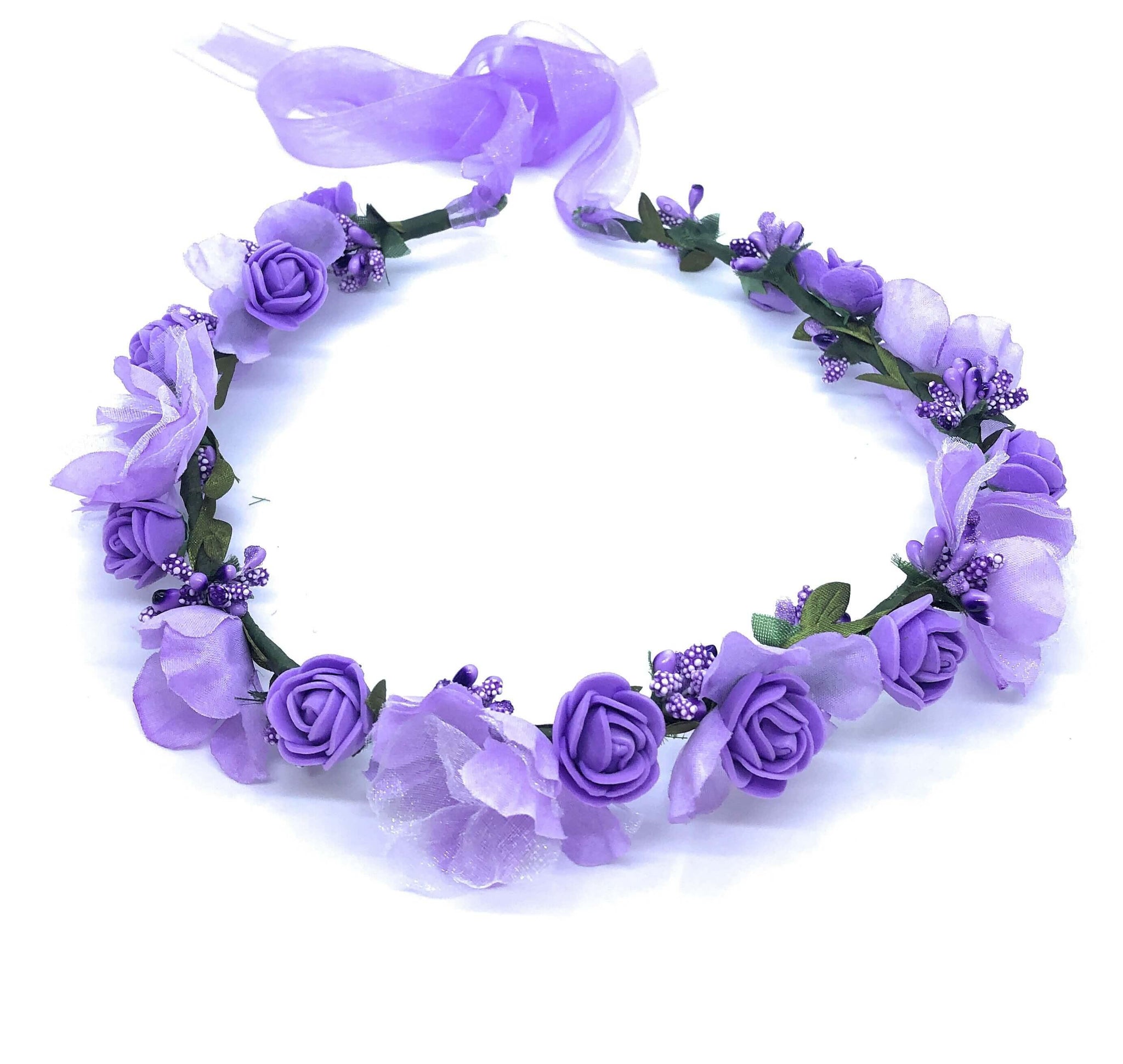 Purple and Lilac Rosettes Head Garland - The Fairy Princess