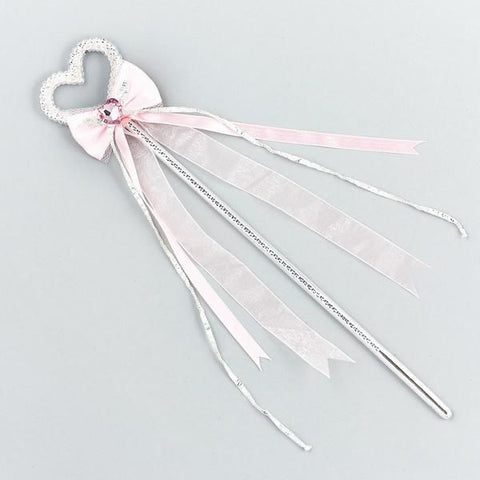 Silver and pink Jewel Ribbon Bow Wand