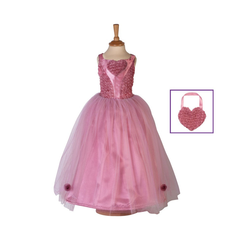 girls floral pink ball gown with matching bag